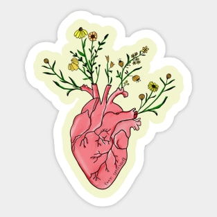 Love Yourself human heart with flowers Sticker